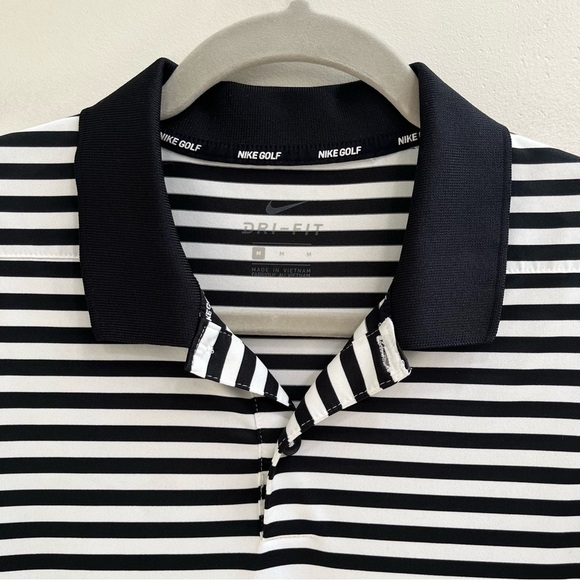 Nike Dri-FIT Victory Men's Striped Golf Polo Black White Stripe Size Medium - Picture 9 of 11